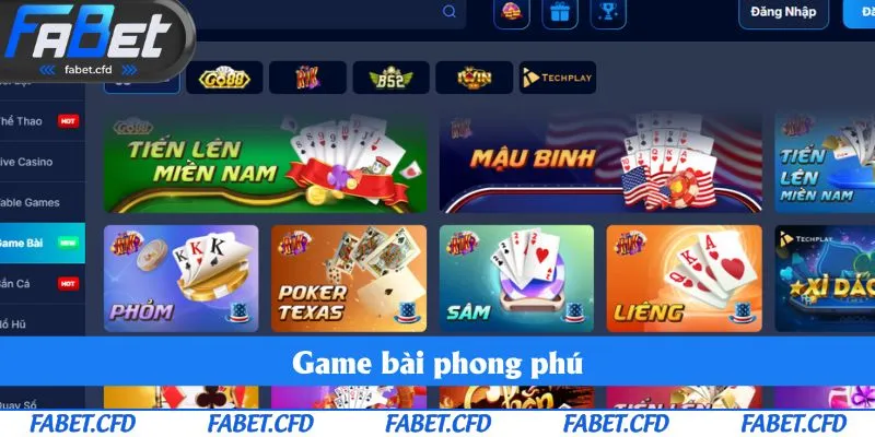 Sảnh game bài mang đến các vòng đấu căng thẳng, hồi hộp